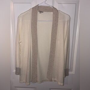 Talbots Cream and Brown‎ Striped Cardigan